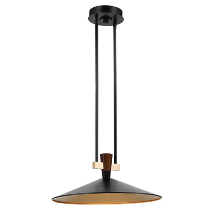 The Tenon 20" 1-Light LED Pendant in Black on a white background