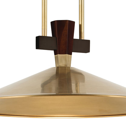 Close up view of the Tenon 20"  LED Pendant in Lacquered Bronze on a white background
