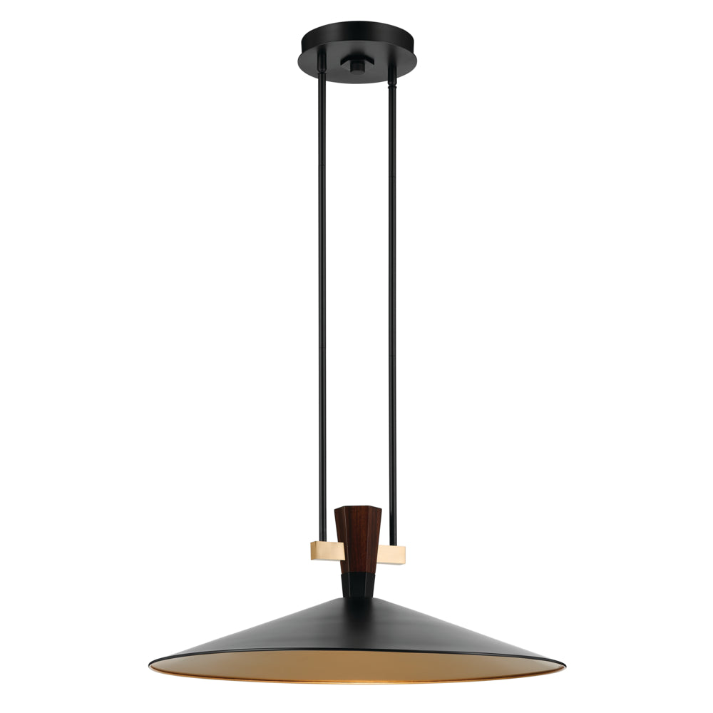 The Tenon 28" 1-Light LED Pendant in Black on a white background