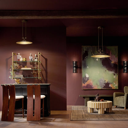 Bar in the day time featuring the Tenon 28"  LED Pendant in Lacquered Bronze