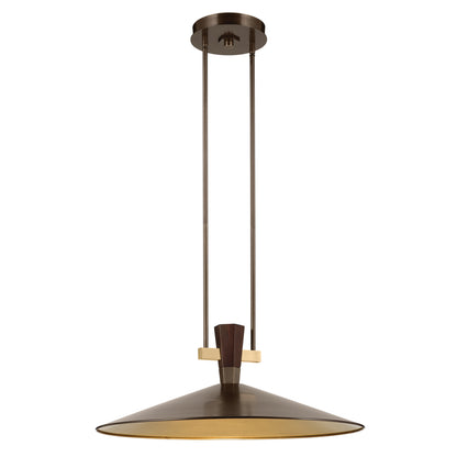 The Tenon 28"  LED Pendant in Lacquered Bronze on a white background