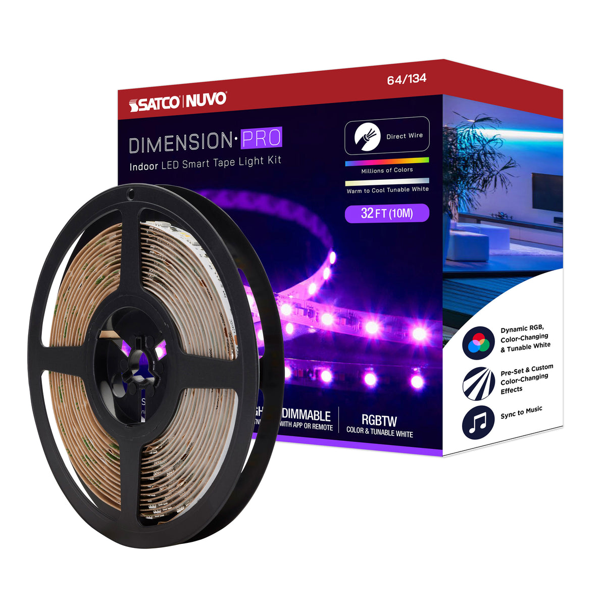 Satco 64-134 Dimension Pro 32FT Hi-Output RGBTW Tape Light Kit