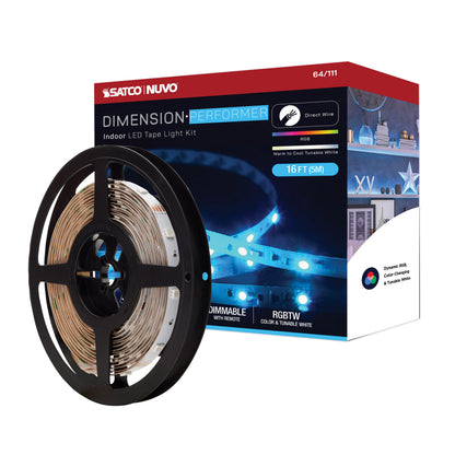 Satco 64-111 Dimension Performer 16FT 1W/FT RGBTW Tape Light Kit