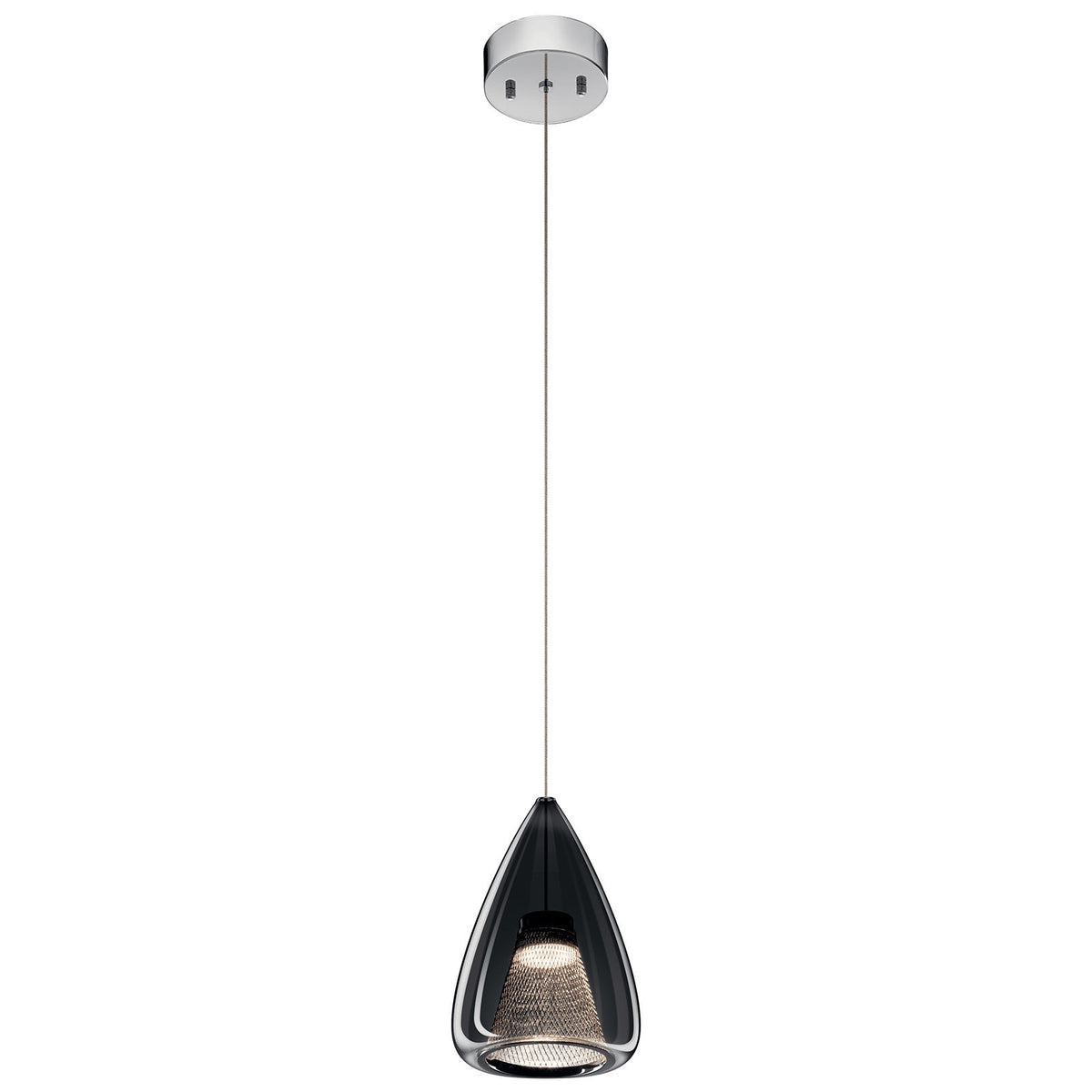 Zin™ 1 Light Teardrop Mini Pendant Chrome on a white background
