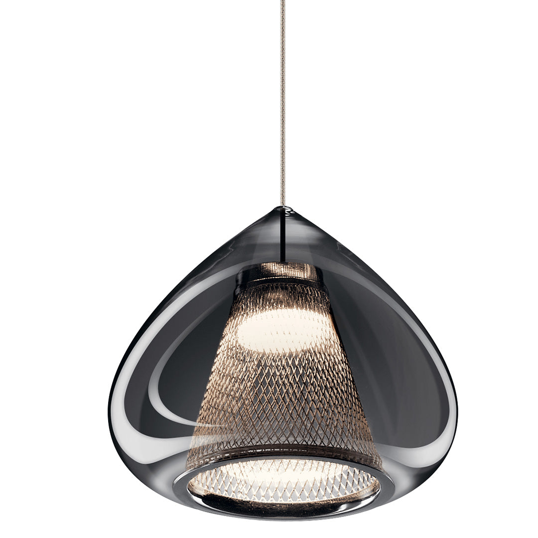 Zin™ 1 Light Wide Mini Pendant in Chrome on a white background