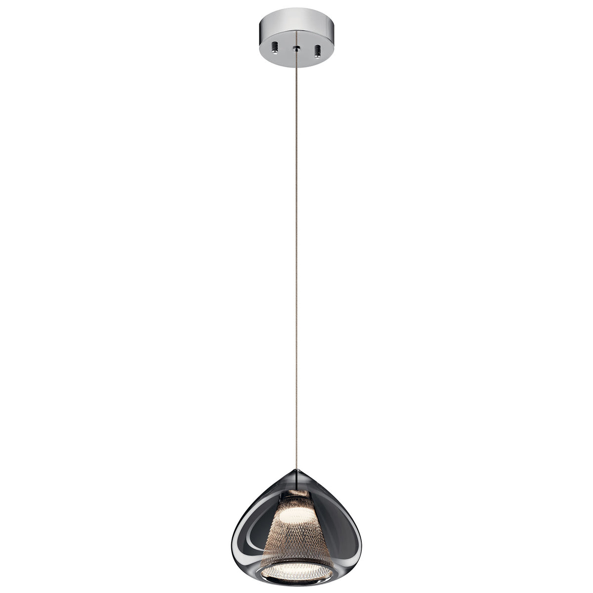 Zin™ 1 Light Wide Mini Pendant in Chrome on a white background