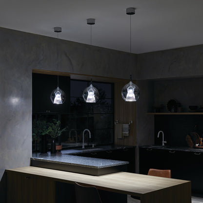 Zin 1 Light Round LED Mini Pendant Chrome in kitchen