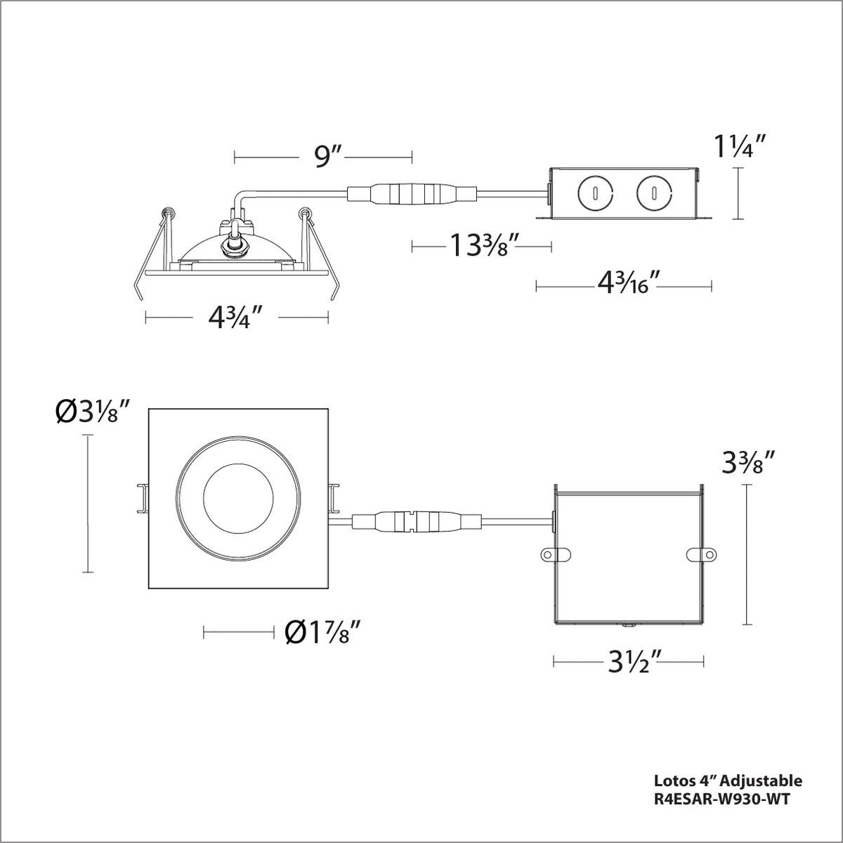 WAC Lighting R4ESAR Lotos 4in Square 5CCT Adjustable