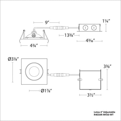 WAC Lighting R4ESAR Lotos 4in Square 5CCT Adjustable