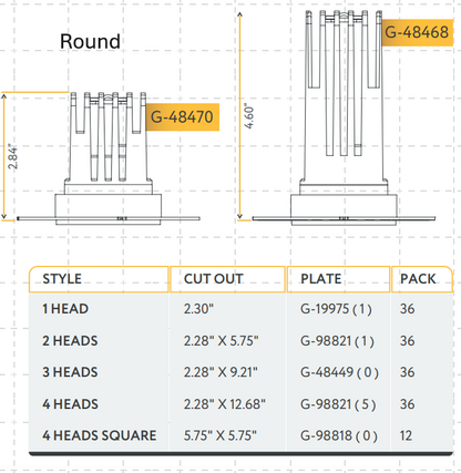 Goodlite Aster 1" Multi Head Trimless Kits