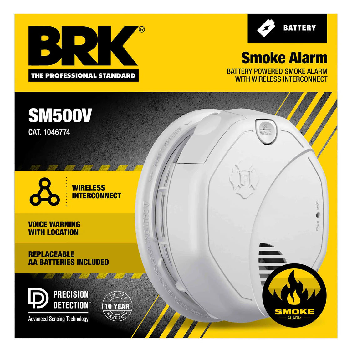 BRK SM500V Interconnect Battery-Operated Smoke Alarm with Voice Alerts
