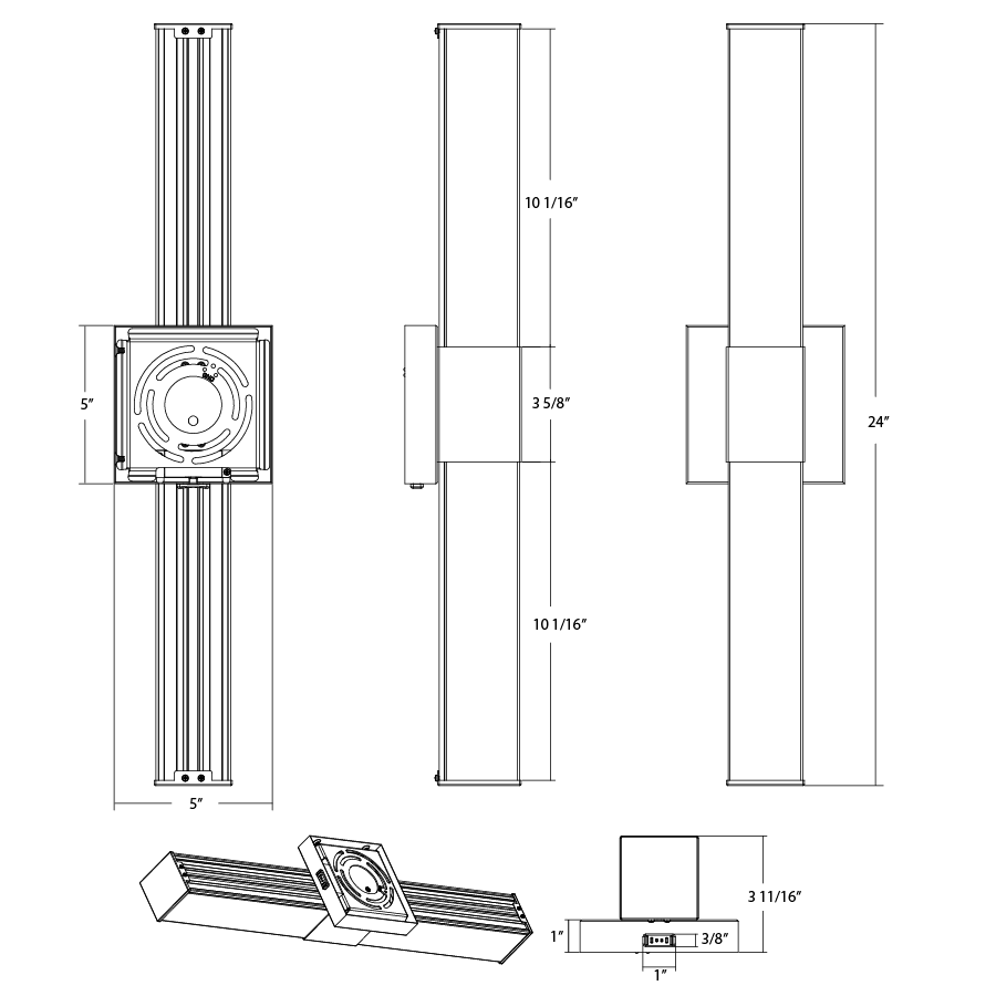 RAB ALR24-SBN 24W 24" Wall Sconce Selectable CCT Brushed Nickel