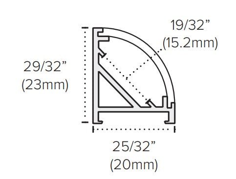 AML - PE - RAD - FEEDAmerican Lighting PE - RAD Premium Extrusion Radius Surface Mount 1M/2M