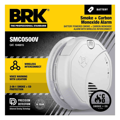 BRK-SMCO500VBRK SMCO500V Interconnect Battery - Operated Smoke & CO Alarm with Voice