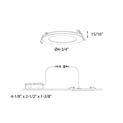 DALS - 5004 - CC - SNDals Lighting 5004 - CC 11W 4" Recessed Wafer Downlight Selectable CCT
