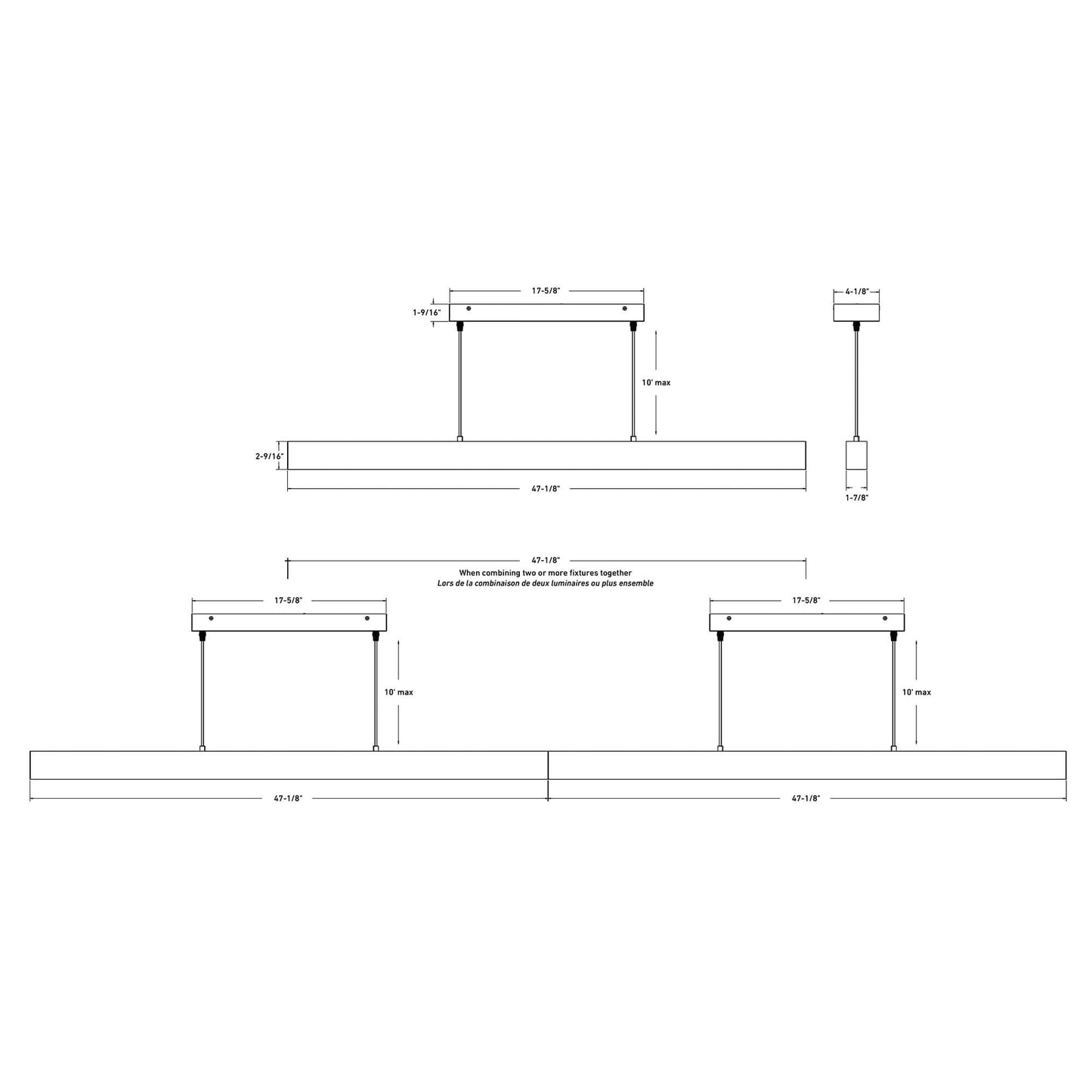 DALS - LNPD48 - CC - WHDals Lighting LNPD48 Boulevard 48" 40W LED Pendant Selectable CCT