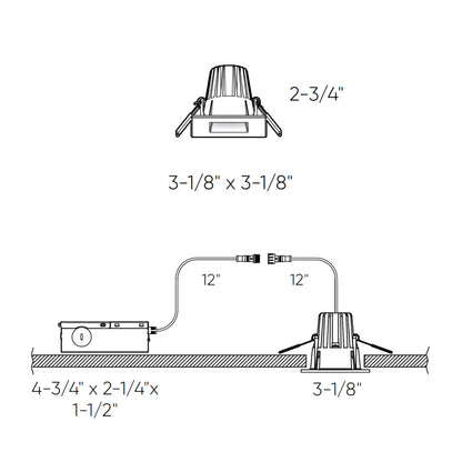 DALS - RGR2SQ - CC - SNDals Lighting RGR2SQ - CC 2" 8W Deep Regressed Downlight Selectable CCT