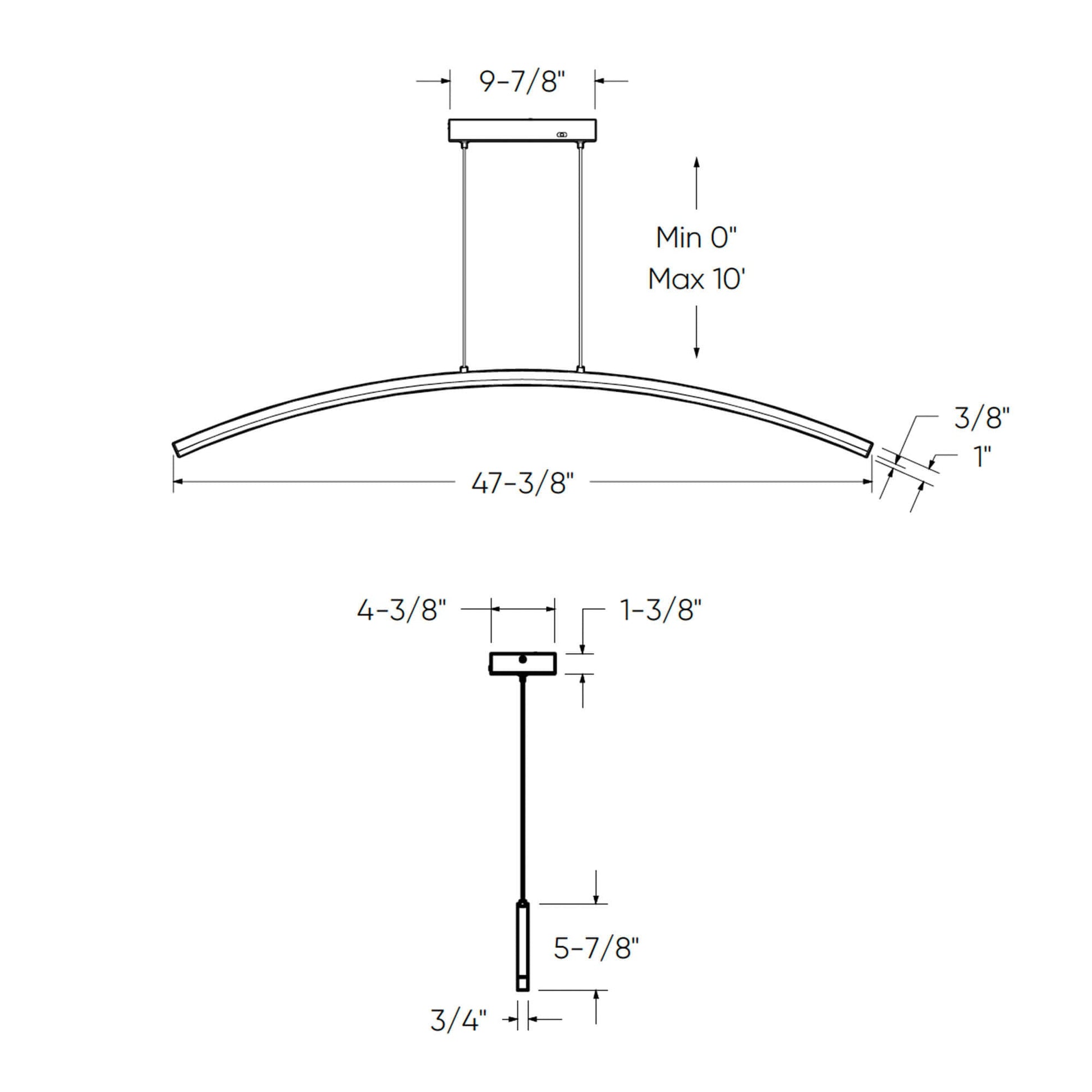 DALS - W1PD48 - CC - GDDals Lighting W1PD48 - CC Sway 48" 24W Curved Linear Pendant Selectable CCT