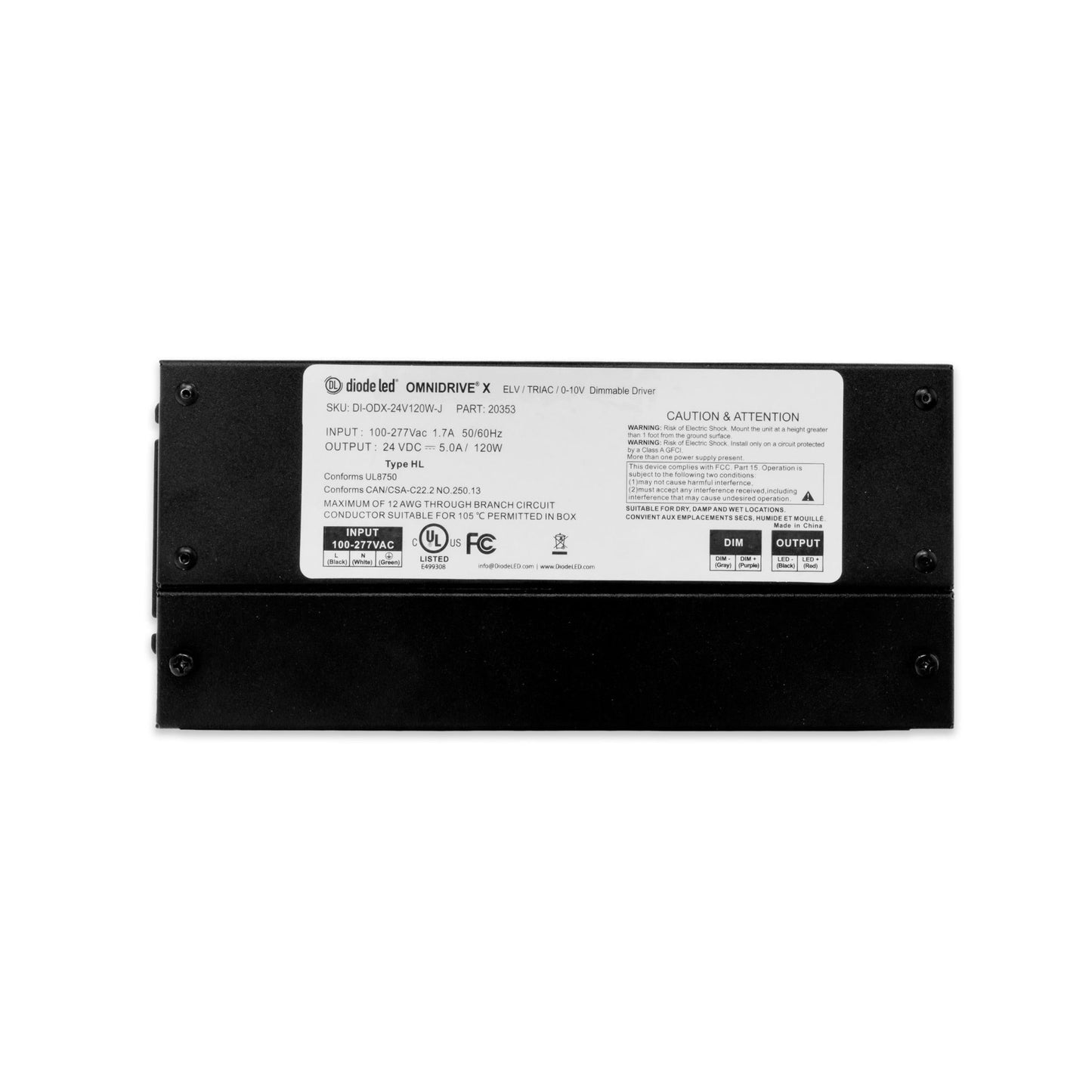 DIODE - DI - ODX - 24V120W - JDiodeLED OMNIDRIVE® X Dimmable Driver 24V