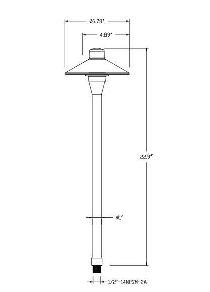 GML - ILS - P201 - ABGM Lighting ILS - P201 - AB 23" 12V Large Hat Pathlight