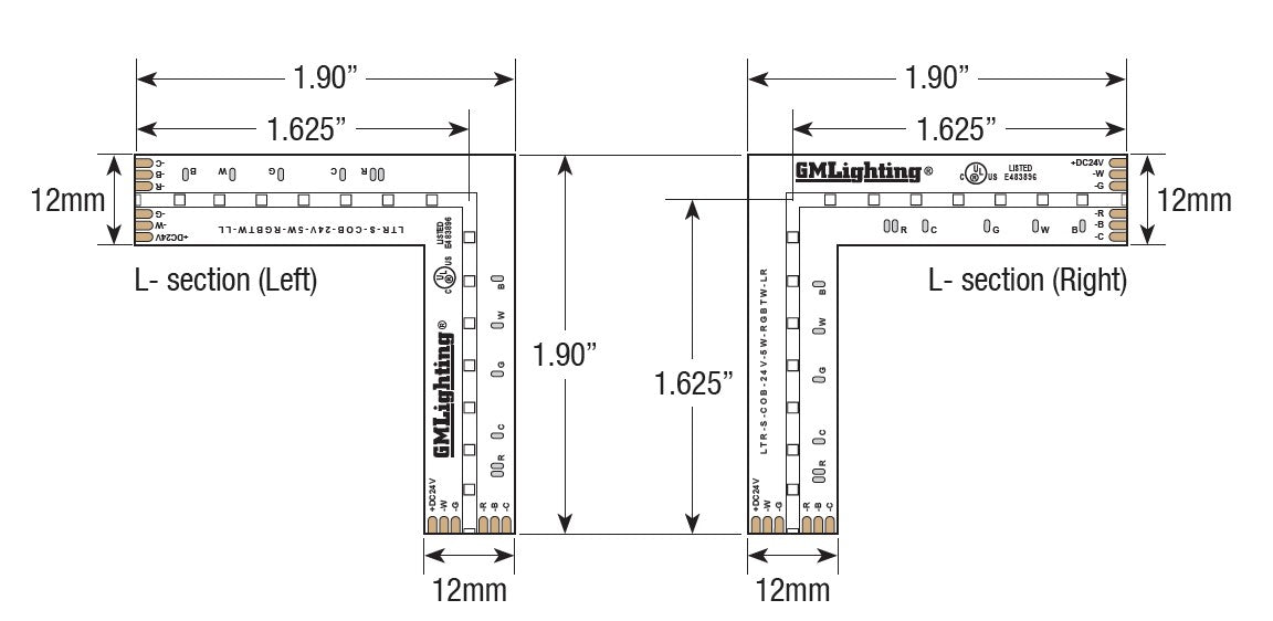 GML - LTR - S - COB - 24V - 5W - RGBTW - LLGM Lighting LTR - S - COB - 24V - RGBTW 5W/FT 16FT LED Tape RGBTW