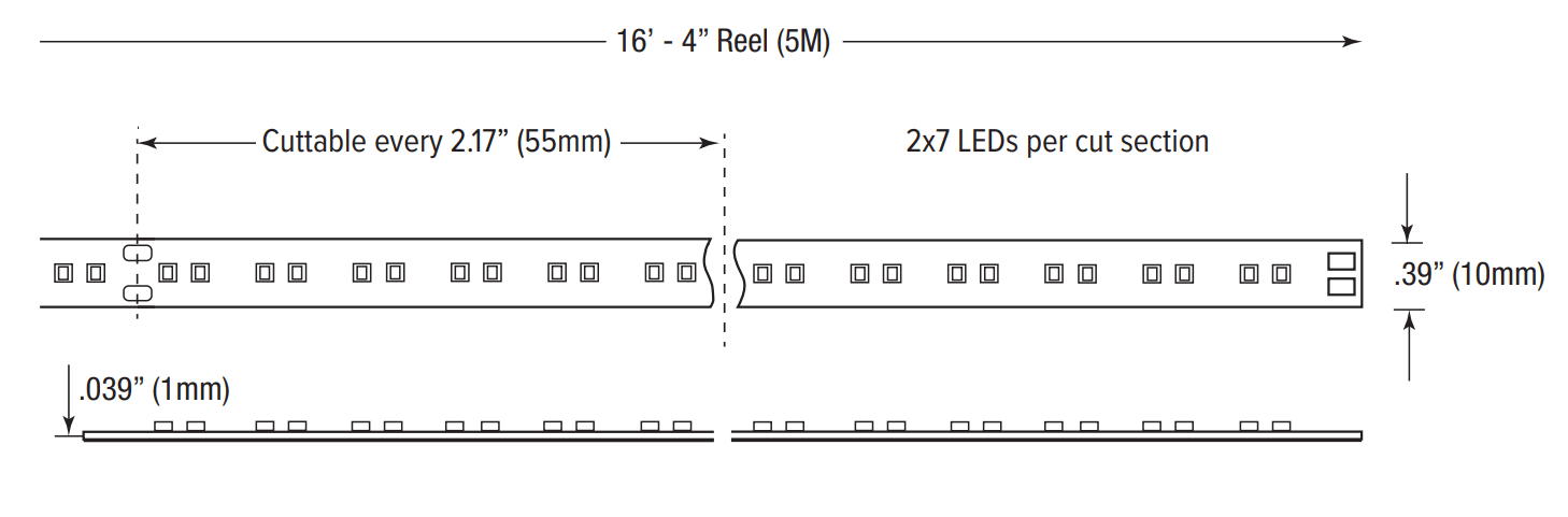 GML-LTRS24V3W18D30K16GM Lighting LTR-S-DTW-24V 3W 16FT PRO LED Tape Dim To Warm 30K/27K-18K