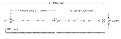 GML-LTRS24V3W18D30K16GM Lighting LTR-S-DTW-24V 3W 16FT PRO LED Tape Dim To Warm 30K/27K-18K