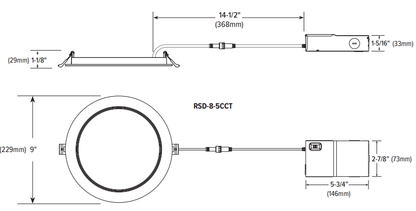 GML-RSD-8-5CCT-WHGM Lighting RSD - 8 - 5CCT 18W 8" Recessed Downlight Selectable CCT