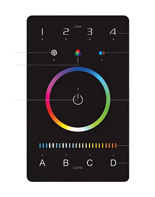 GML - WC5 - RGBTW - DMX - BTGM Lighting WC5 - RGBTW - DMX - BT RGBTW Bluetooth Wall Controller