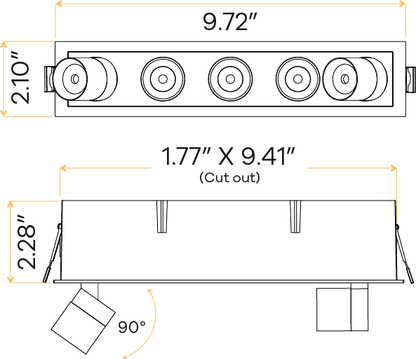 GDL-G21155Goodlite Dipper G21135 2" 15W 5 Head Combo Downlight Selectable CCT