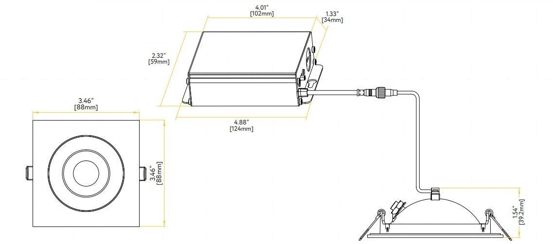 GDL-G00821Goodlite Flarion G-00821 3" 8W LED Rotating Square Gimbal Selectable CCT