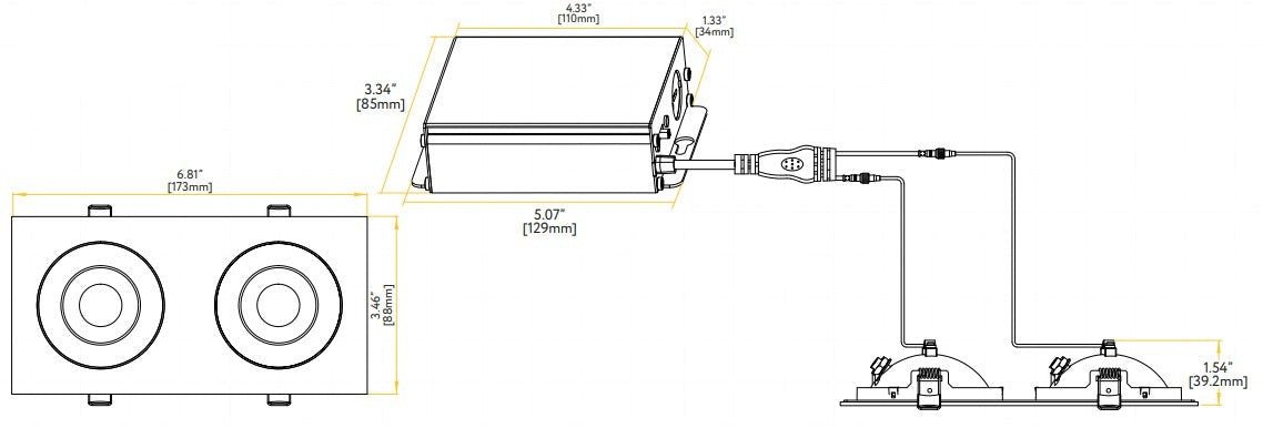 GDL-G00822Goodlite Flarion G-00822 3" 15W LED 2 Head Rotating Gimbal Selectable CCT