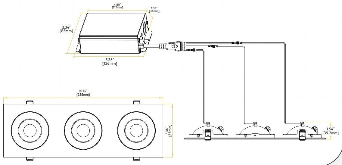 GDL-G0023Goodlite Flarion G-00923 3" 23W LED 3 Head Rotating Gimbal Selectable CCT