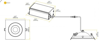 GDL - G01021Goodlite Flarion G - 01021 3.5" 10W LED Rotating Square Gimbal Selectable CCT