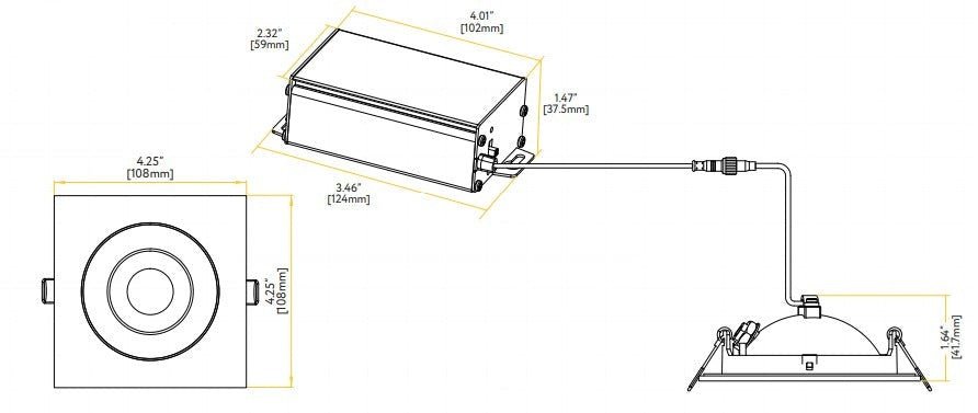 GDL - G01121Goodlite Flarion G - 01121 3.5" 10W LED Rotating Square Gimbal Selectable CCT