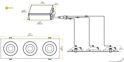 GDL - G01123Goodlite Flarion G - 01123 3.5" 27W LED 3 Head Rotating Gimbal Selectable CCT