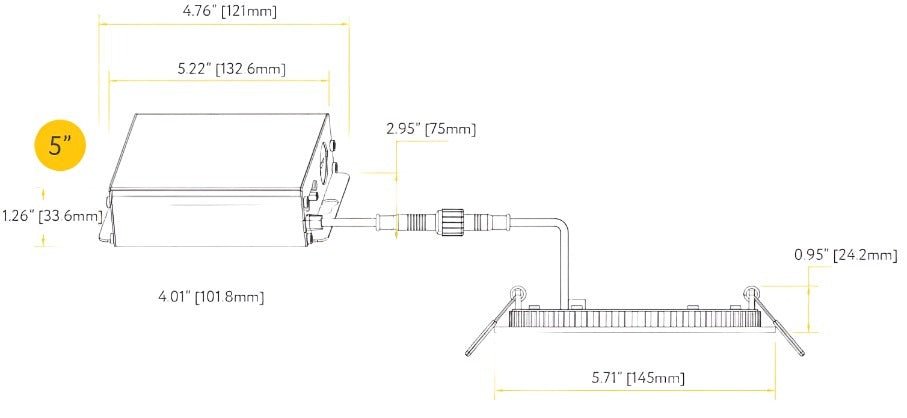 GDL-G20227Goodlite G-20227 5" 15W LED Square Recessed Slim Spotlight Selectable CCT