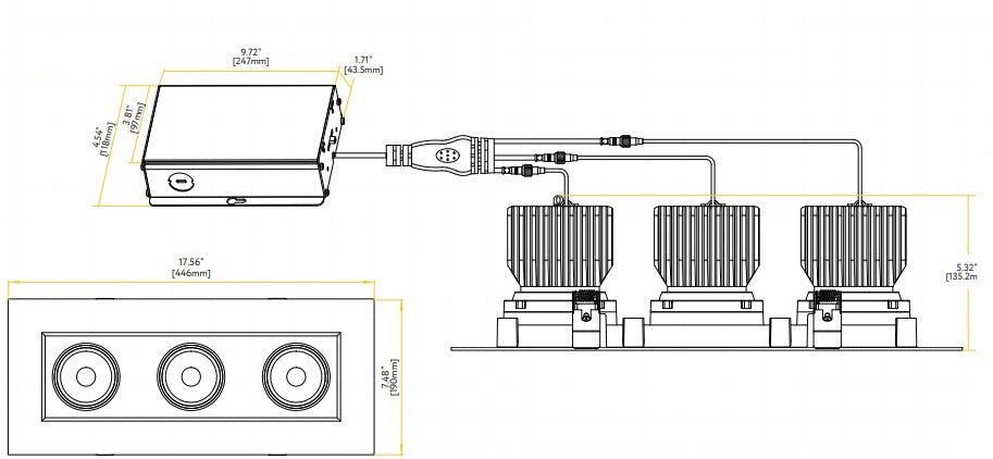 GDL - G99023Goodlite Saturn G - 99023 4″ 84W 3 Head LED Gimbal Selectable CCT/Wattage