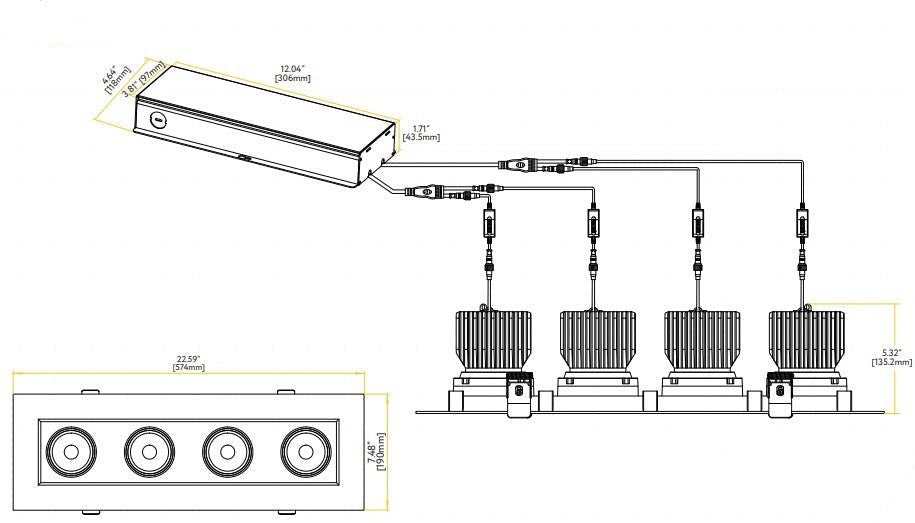 GDL - G99024Goodlite Saturn G - 99024 4″ 112W 4 Head LED Gimbal Selectable CCT/Wattage