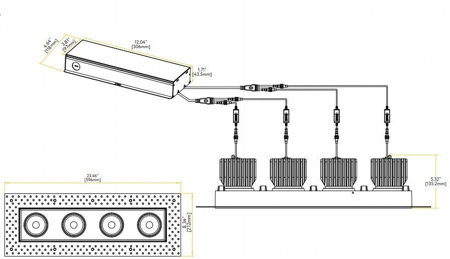 GDL - G99224Goodlite Saturn G - 99224 4″ 112W 4 Head Trimless LED Gimbal Selectable CCT/Wattage