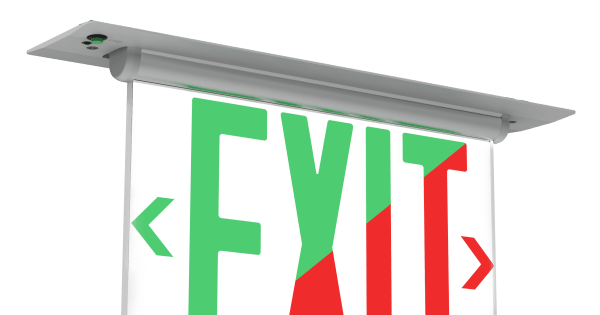 GBL-EX623-UGreenBeam EXILINE 6" Edge-Lit LED Exit Sign, Dual Color Red/Green