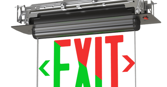 GBL-EX623-U-BKGreenBeam EXILINE 6" Edge-Lit LED Exit Sign, Dual Color Red/Green