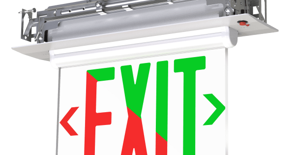 GBL-EX623-U-WHGreenBeam EXILINE 6" Edge-Lit LED Exit Sign, Dual Color Red/Green