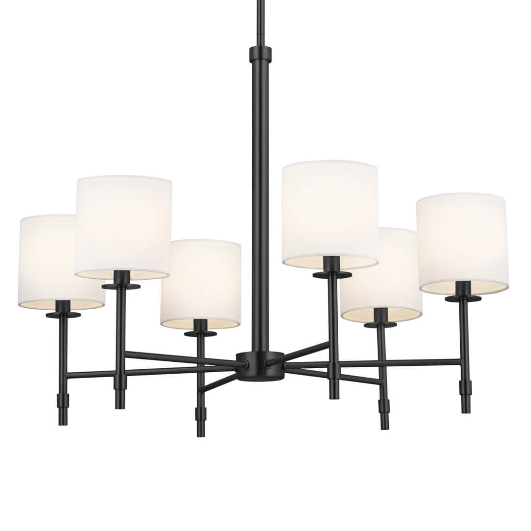 KICHLER-52500BKKICHLER Ali 52500 28" 6-Light Chandelier with Fabric Shades