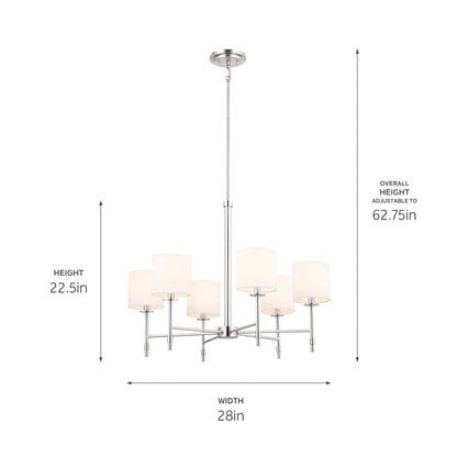 KICHLER-52500PNKICHLER Ali 52500 28" 6-Light Chandelier with Fabric Shades