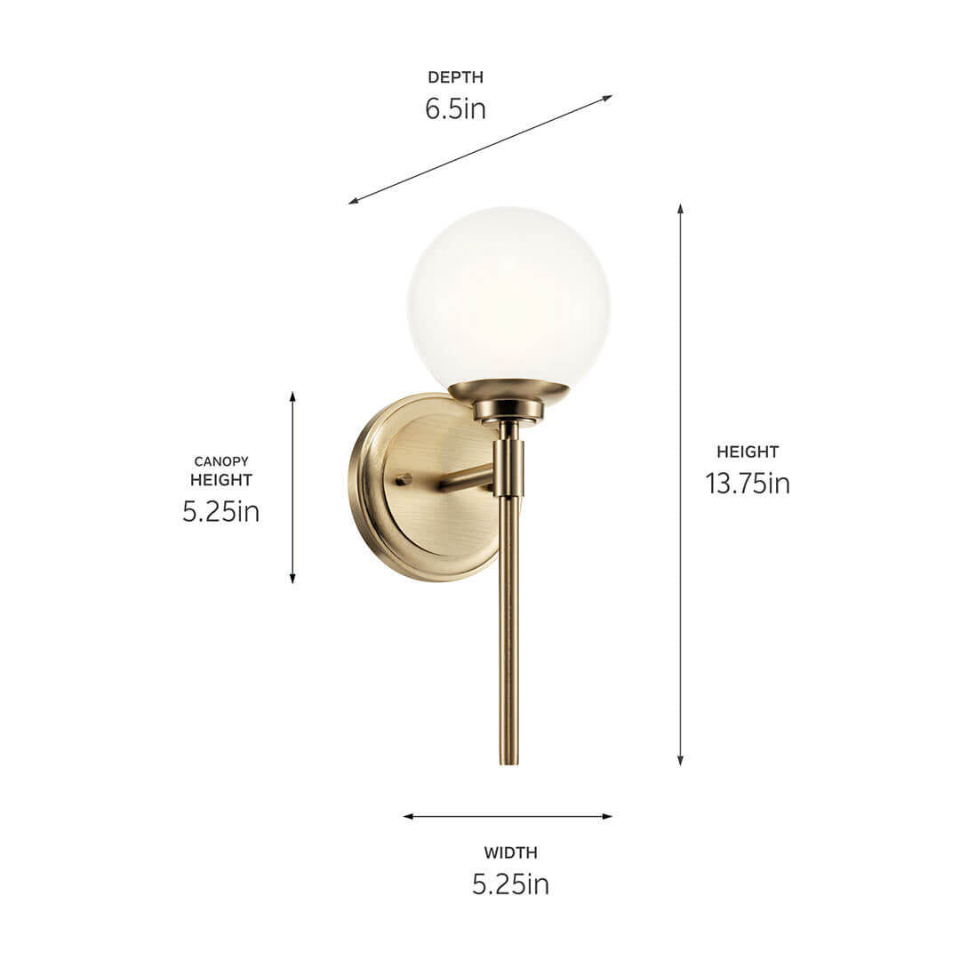 KICHLER-55170CPZKICHLER Benno 55170 1 Light Vanity with Frosted Glass