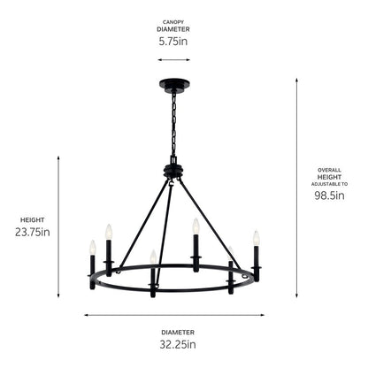 KICHLER-52705PNKICHLER Carrick 52705 32.25" 6-Light Chandelier
