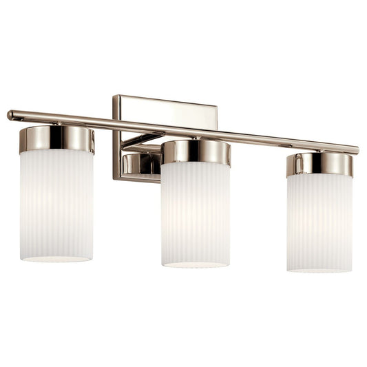 KICHLER-55112PNKICHLER Ciona 55112 3 Light Vanity Light with Round Ribbed Glass
