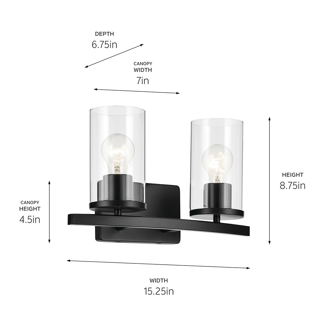 KICHLER-45496NBRCLRKICHLER Crosby 45496 2 Light Vanity Light with Frosted/Clear Glass
