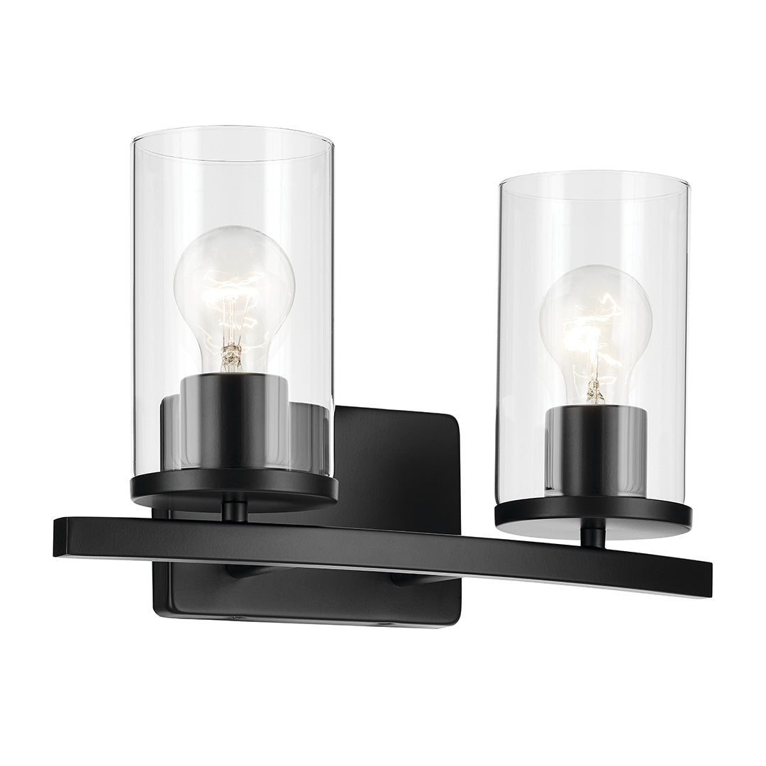 KICHLER-45496BKCLRKICHLER Crosby 45496 2 Light Vanity Light with Frosted/Clear Glass